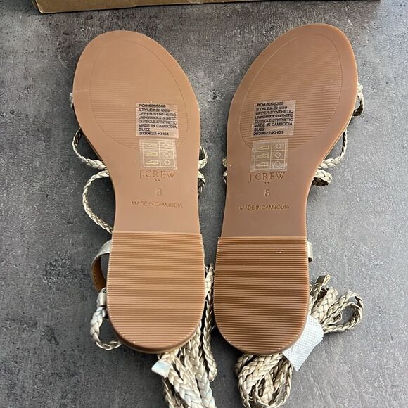 NWT JCrew braided vegan espadrille sandals metallic gold 8 - Picture 6 of 7